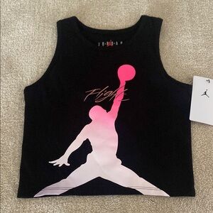 Girls Jordan Black Tank Top with Pink Graphic